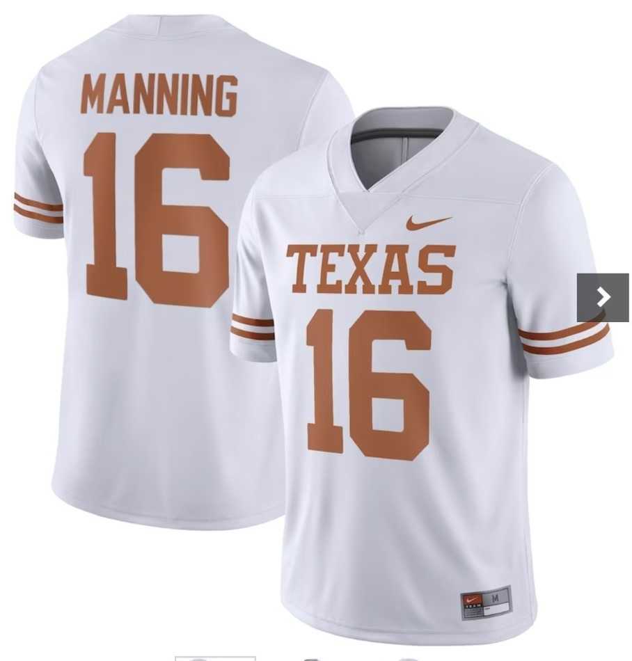 Men%27s Texas Longhorns #16 Arch Manning White Stitched Jersey Dzhi->tennessee volunteers->NCAA Jersey